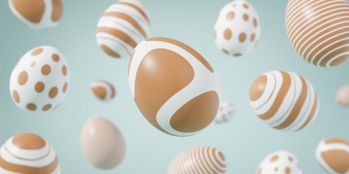 Falling easter egg 3d render background photo