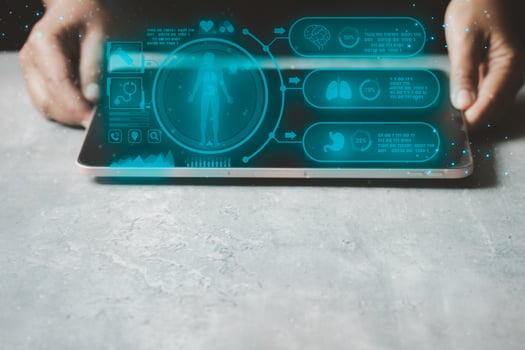 Medical technology, treatment, icon showing body work, instrument for checking heart on the dark background represents exercise, copy space. photo