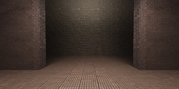 brick wall and brick floor background empty scene with lights at night Hallway scene and neon lights 3d illustration photo