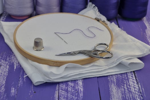 Set of objects for needlework, macro photo