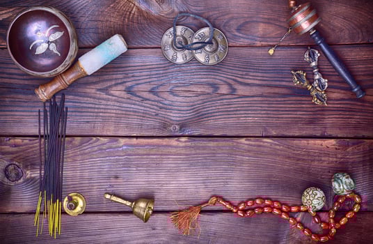 Tibetan religious musical subjects for meditation photo
