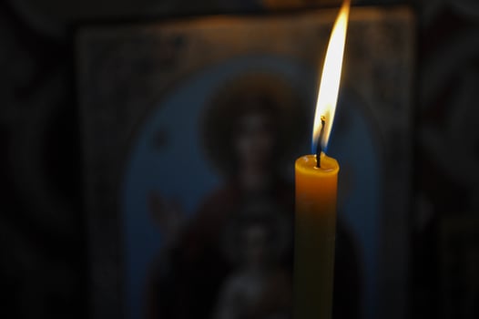 Candle lights on blurred background photo