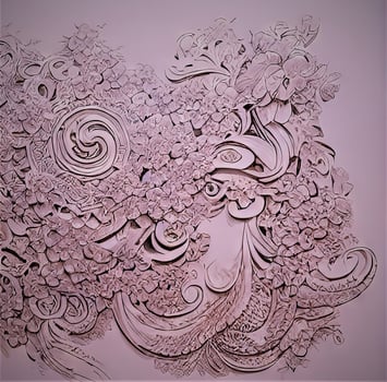 Vintage Wooden Engraving with Floral Carpentry Detail and Design photo