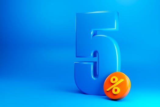 3D rendering Blue Discount percent numbers photo