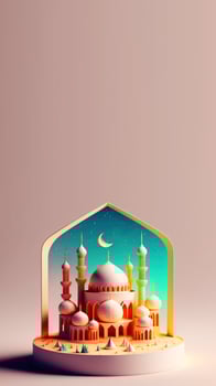 Digital 3D Illustration of Islamic Mosque Instagram Story Background photo