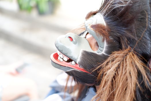 monkey masks in bali as a background photo