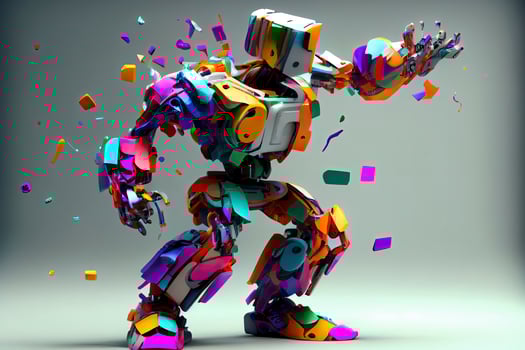 Dancing robot - this colorful robot is dancing to the generative AI music in its own head. 3D photo