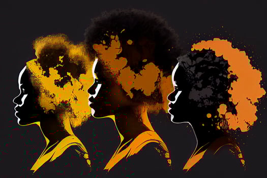 Black History Month for modern times illustration with paint color black women with afro hair silhouette photo