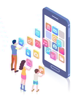 app mobile isometric photo
