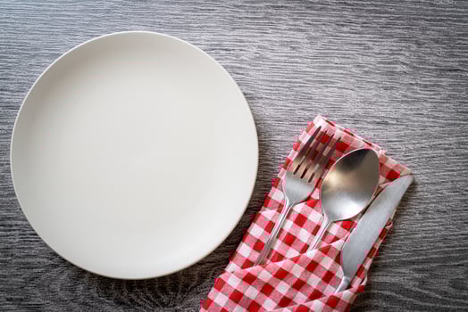 empty plate or dish with knife, fork and spoon photo