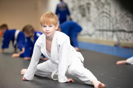 Belarus, city of Gomil, December 15, 2021. Judo school for children. The boy is engaged in judo. photo