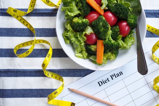Healthy eating concepts, diet control, weight loss and diet plans, reduce starch, eat salads instead. photo