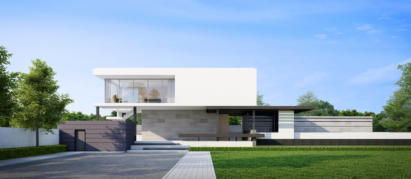 Luxury modern house with blue sky background,Concept for real estate or property.3d rendering photo