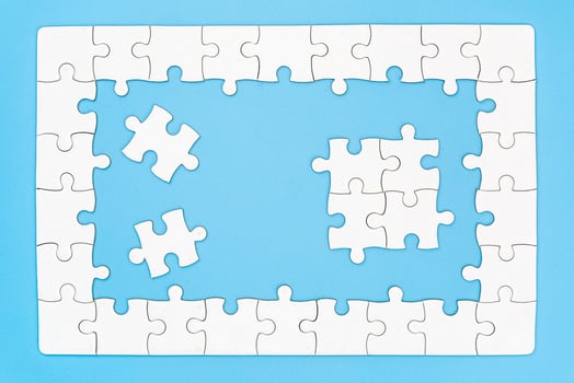 jigsaw puzzle pieces on blue background, Team business concept photo