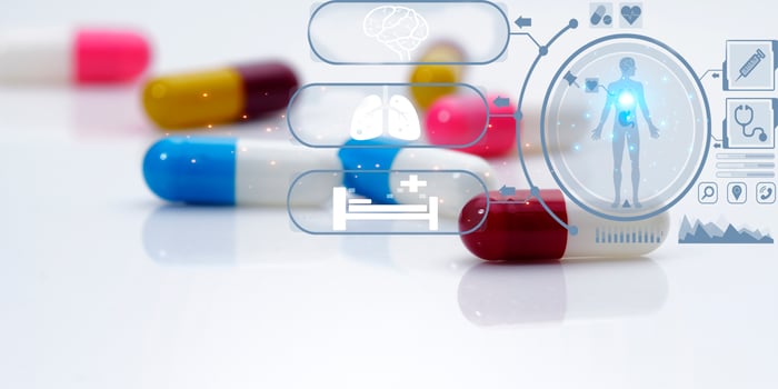 Healthcare and medicine concept. World Health Day background. Health insurance background. Medicine for treatment of illness. Alzheimer disease and dementia treatment. Medicine and side effects. photo