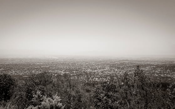 View from Table Mountain National Park Cape Town to Claremont. photo