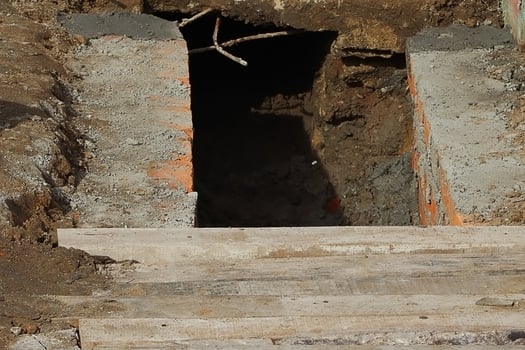 small road ditch bridge building with simple construction photo