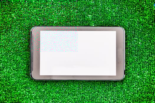 smartphone with clean screen on a grass background photo