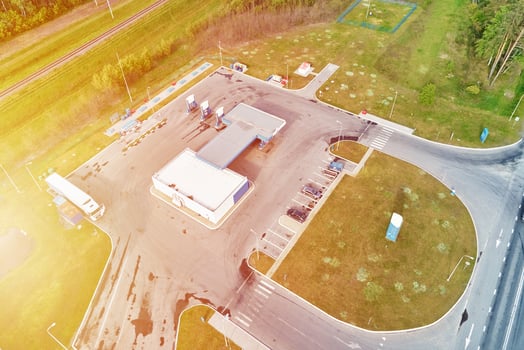 Aerial view of gas station photo