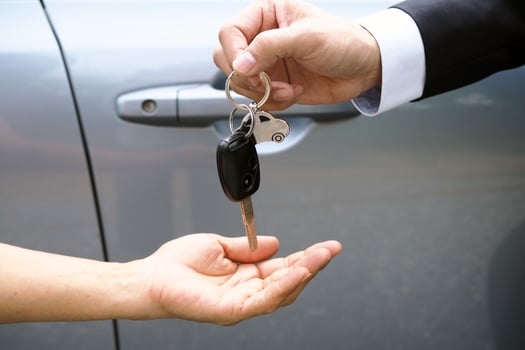 Car salesman and driving test service photo