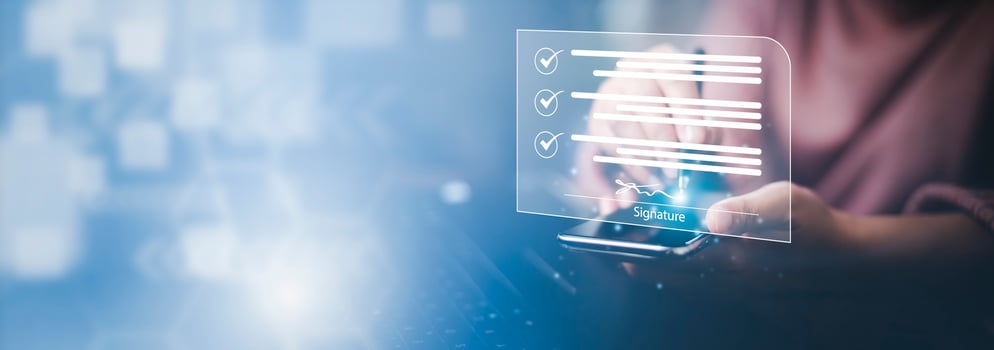 Signing electronic documents on digital documents Online, businessman with contract Electronic signature, e-signing, digital document management, paperless office, signing business contract concept, photo