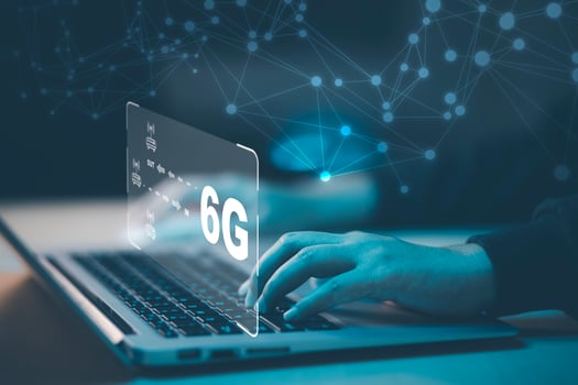 Global network connection 6G on hand business man.Global network connection 6G with icon concept, technology network wireless systems and internet of things, new technologies coming up in the future. photo