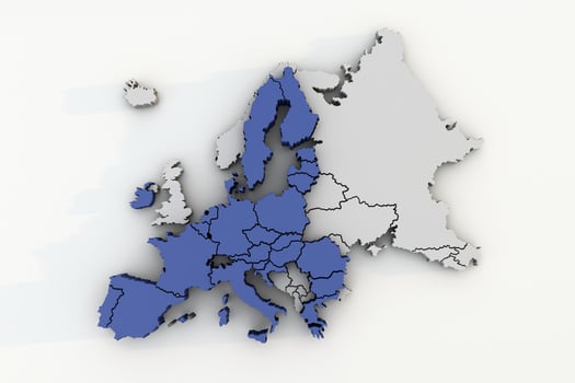 Map of the European Union top view. 3D geography photo