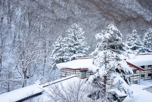 heavy snow  at Heike No Sato Village in Tochigi Prefecture, Nikko City, JAPAN photo