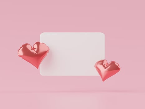 3D render, minimal sweet love scene, decoration greeting cards, webpage banner, photo frame, social media, heart shape, Cute lovely heart background. Love day's design style. Valentines Day.