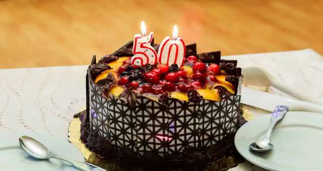 celebration the anniversary of 50 years restaurant cake photo