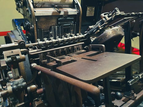 Yogyakarta, Indonesia in November 2022. The Heidelberg printing press located at the Fort Vredeburg Museum photo
