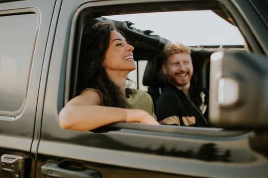 Couple having fun on roadtrip photo