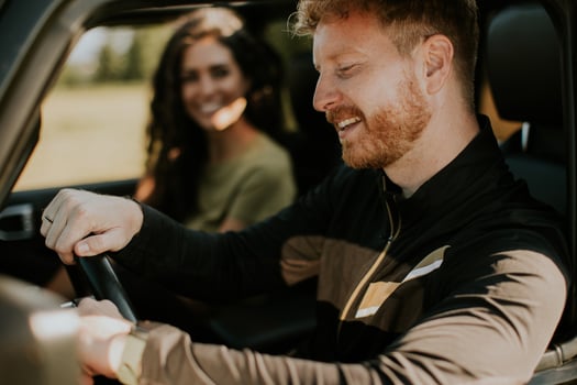 Couple having fun on roadtrip photo