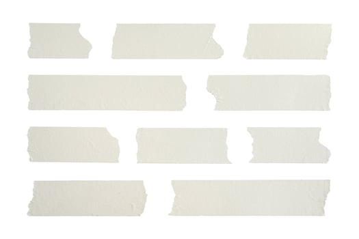 Close up of adhesive tape wrinkle set on isolate white background photo