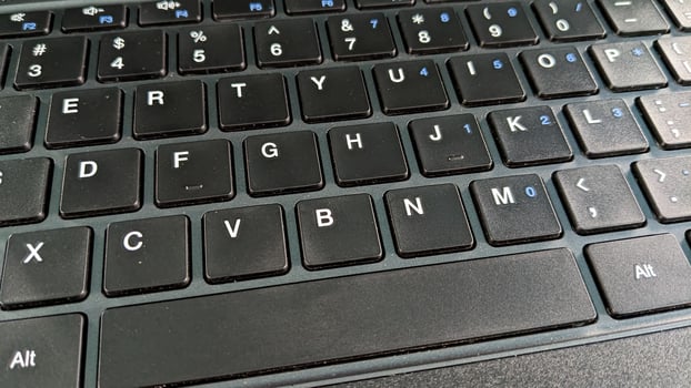 closeup shot of black laptop keyboard. for the background technology concept photo