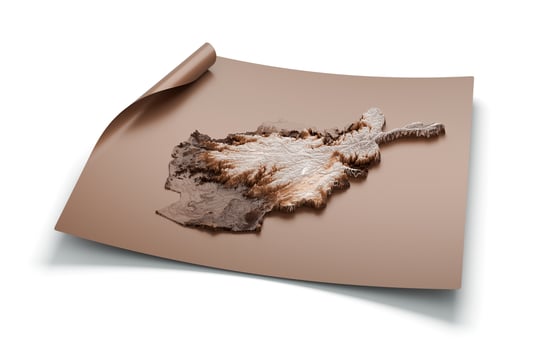 Map of Afghanistan old style brown on Unrolled map paper sheet 3D illustration photo