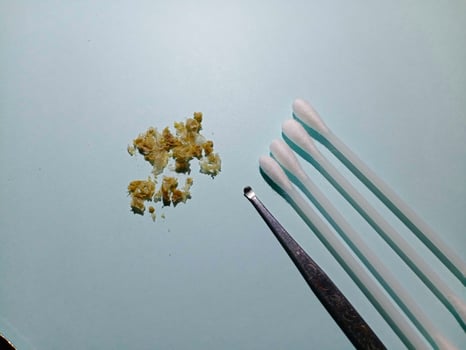 Earwax, earwax on a light blue table photo