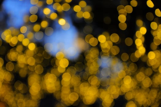 Christmas and Happy new year on blurred bokeh with snowfall banner background photo