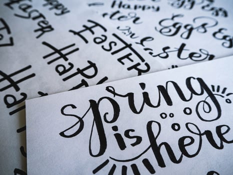 Happy Easter calligraphy.  Spring lettering page illustration photo