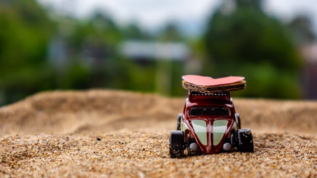 Minahasa, Indonesia  December 2022, the toy cars transporting hearts photo