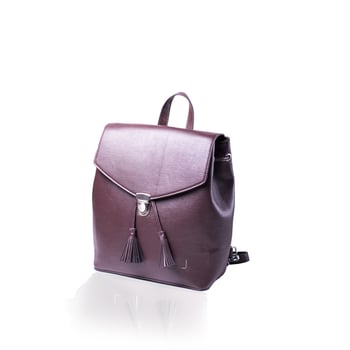 photo Brown leather backpack isolated on white