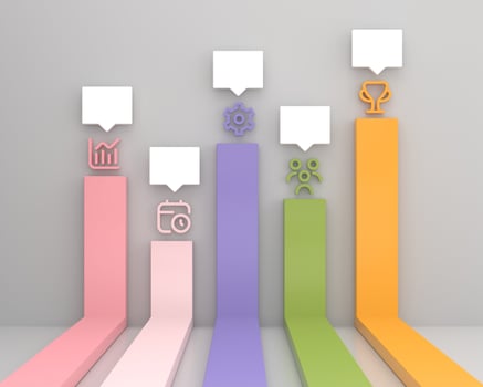 infographic design, bar chart rising on the wall, presentation template. photo