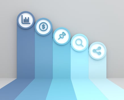infographic design, bar chart rising on the wall, presentation template. photo