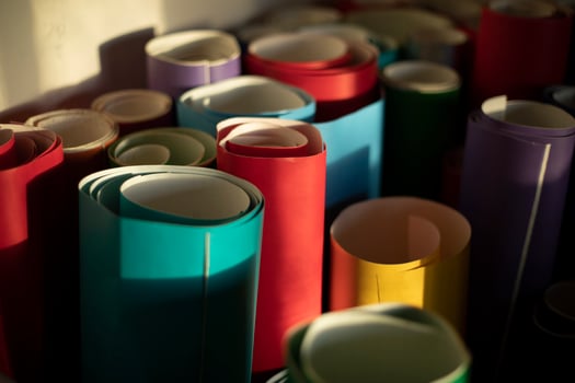 Colored paper. Film rolls. Adhesive paper for decorative works. photo