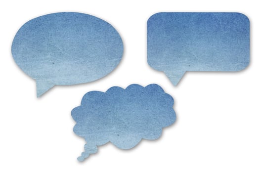 blue paper speech bubbles set on isolated white background photo