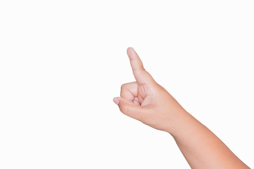 A little boy hand touches the virtual screen. photo