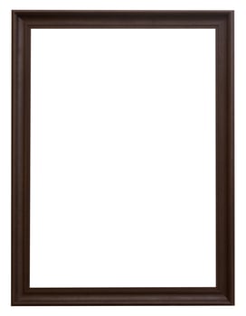 Wood frame for picture on isolated white with space. photo
