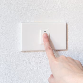 hand woman push button switch photo