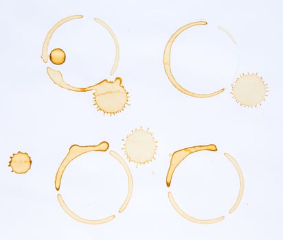 Coffee Stains and coffee cup stains on white background. photo