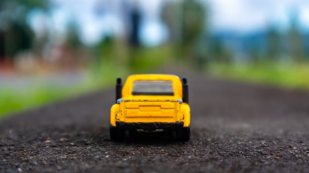 minahasa, Indonesia  January 2023, toy car in the rice field photo